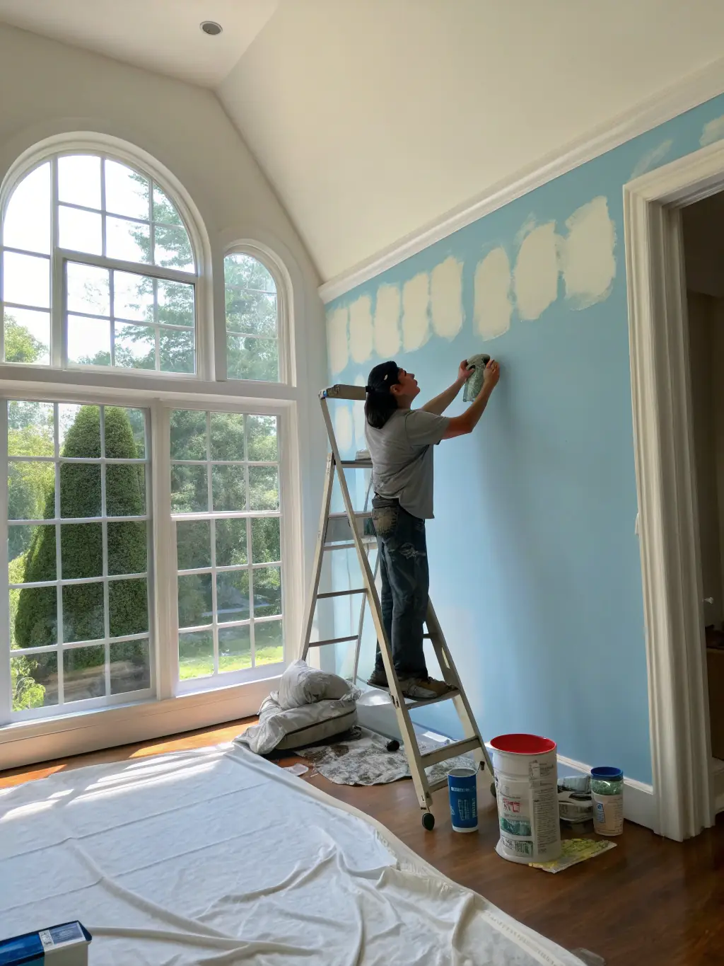 A newly installed drywall in a room, ready for painting, showcasing Southside Home Services' drywall installation services.